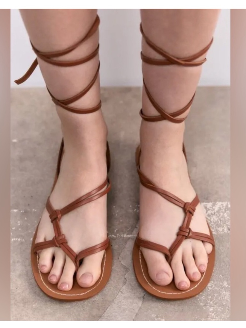 Lace-Up Brown Gladiator Sandals for Women size 37